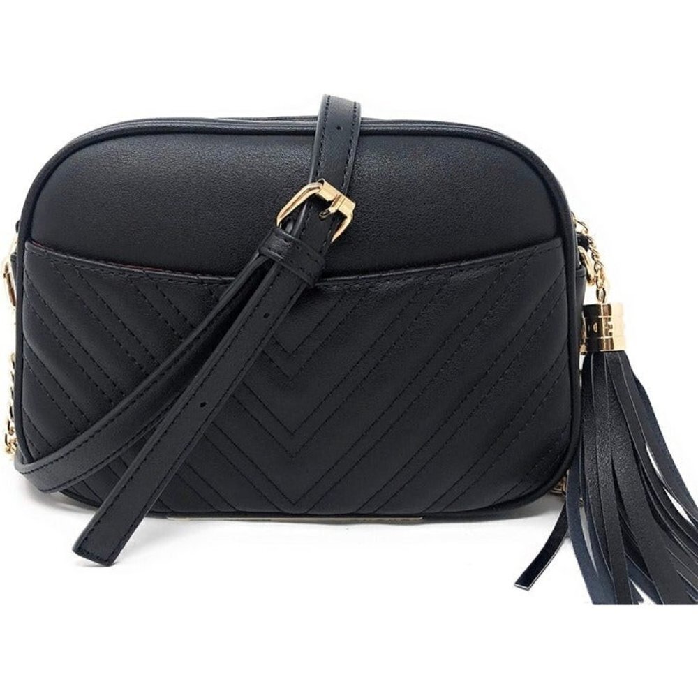New Quilted Black Crossbody Bag Trendy Design Shoulder Purse